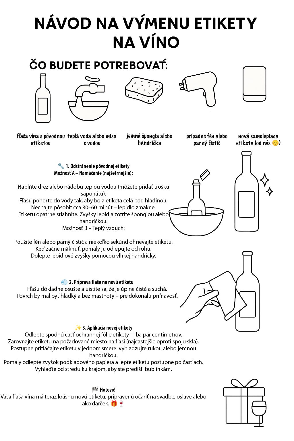 navod na vymenu etikety na vino